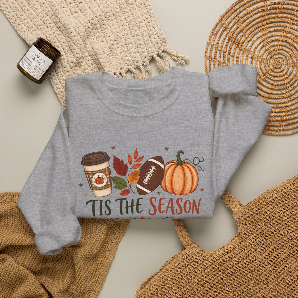 Crewneck Sweatshirt - "Tis The Season" Fall Pumpkin & Coffee Cozy Sweatshirt