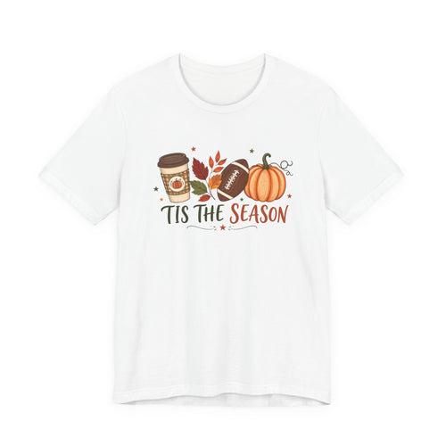 T-Shirt — 'Tis the Season' Fall Pumpkin, Coffee & Football Tee
