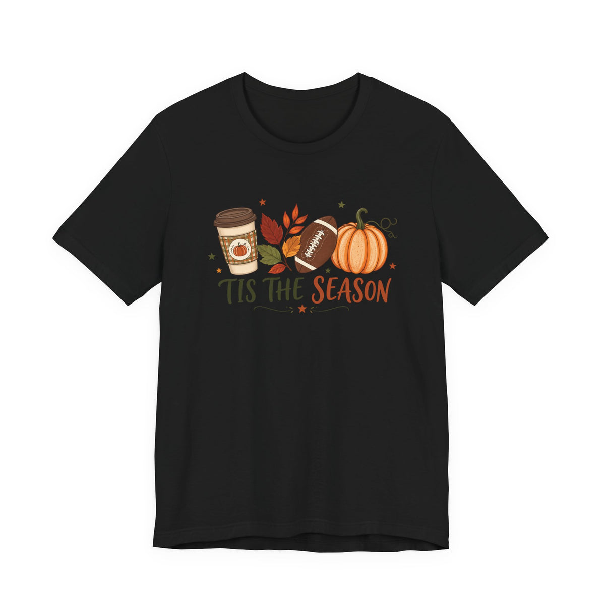 T-Shirt — 'Tis the Season' Fall Pumpkin, Coffee & Football Tee