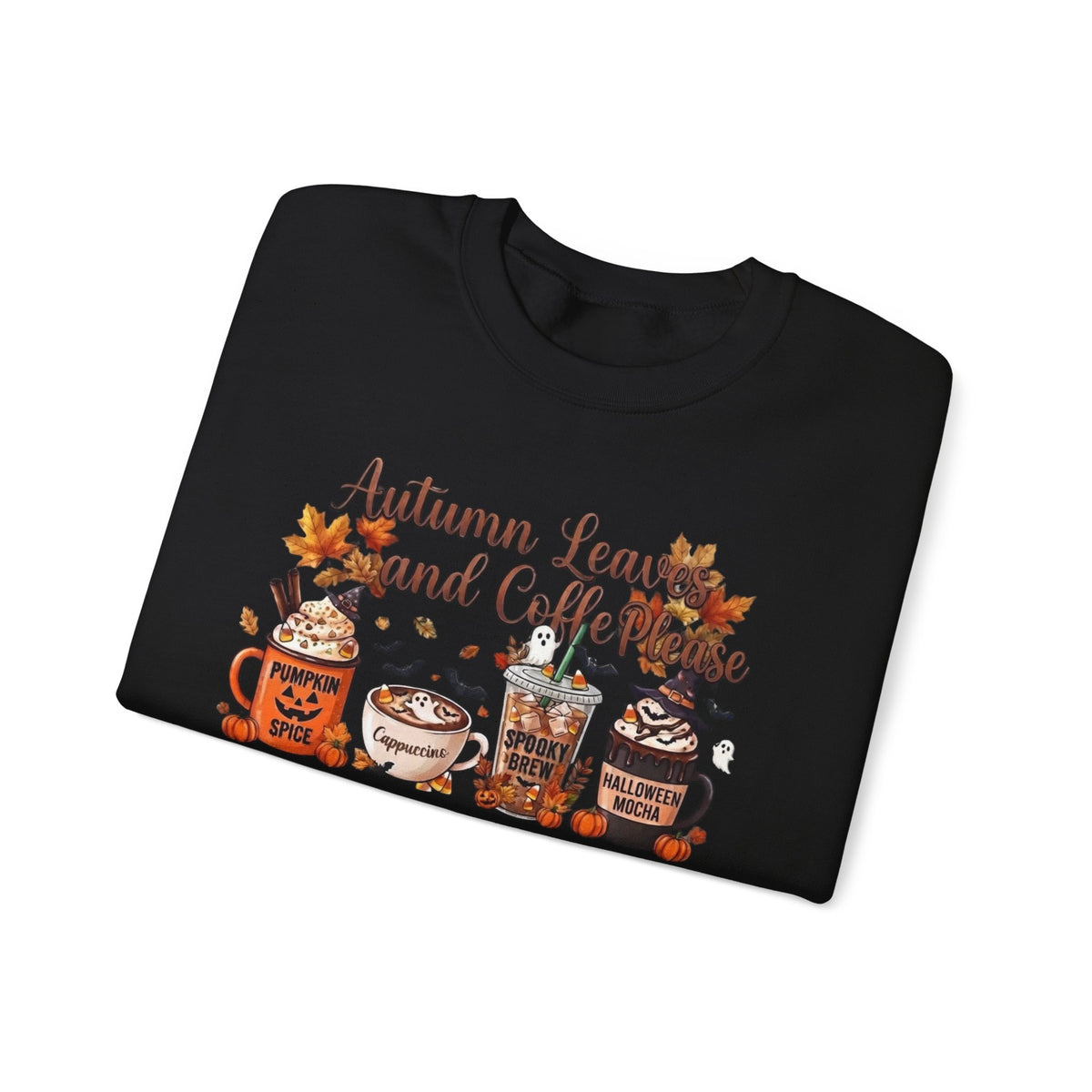 Autumn Leaves and Coffee Sweatshirt | Fall Pumpkin Spice Coffee Cups