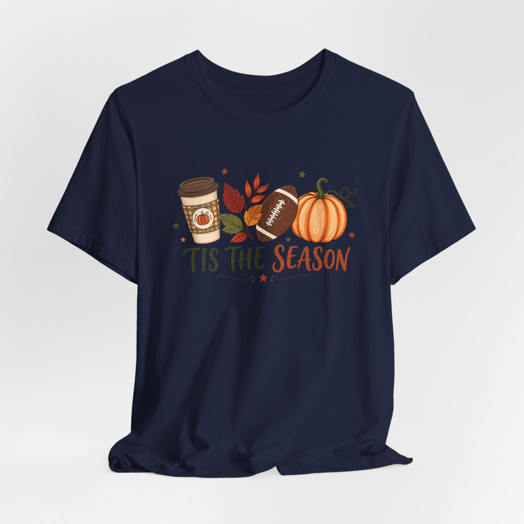 T-Shirt — 'Tis the Season' Fall Pumpkin, Coffee & Football Tee