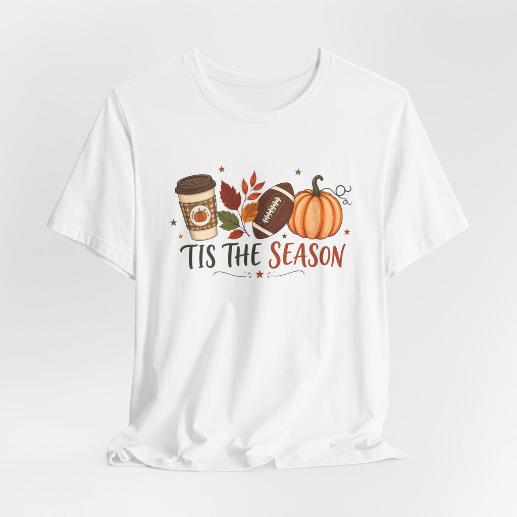 T-Shirt — 'Tis the Season' Fall Pumpkin, Coffee & Football Tee