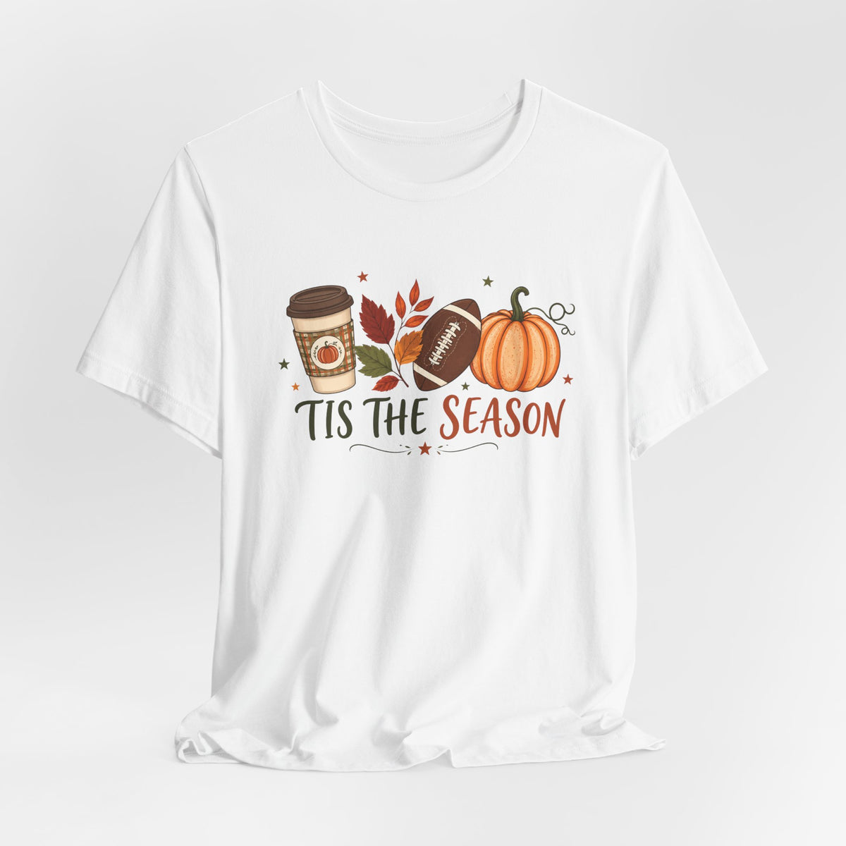 T-Shirt — 'Tis the Season' Fall Pumpkin, Coffee & Football Tee