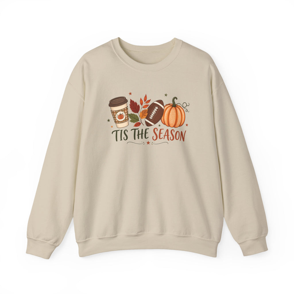 Crewneck Sweatshirt - "Tis The Season" Fall Pumpkin & Coffee Cozy Sweatshirt