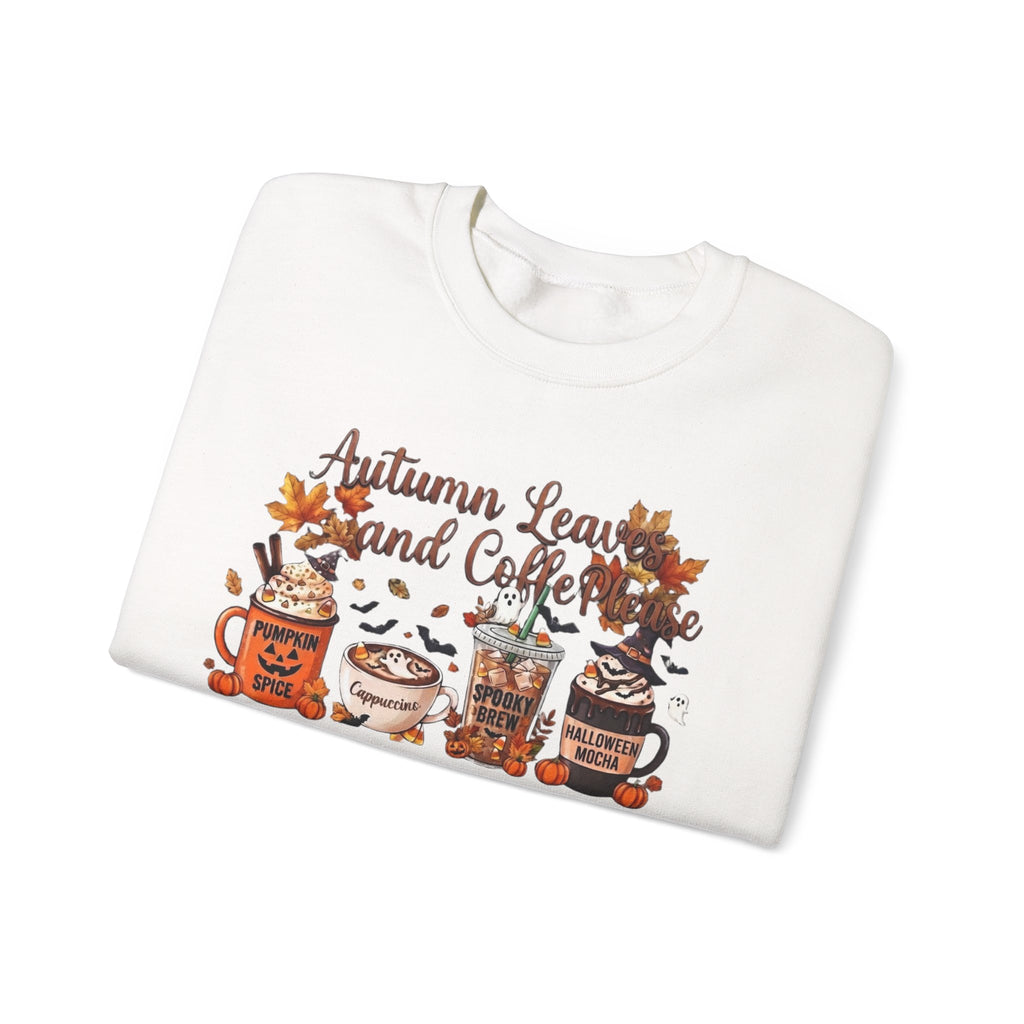 Autumn Leaves and Coffee Sweatshirt | Fall Pumpkin Spice Coffee Cups