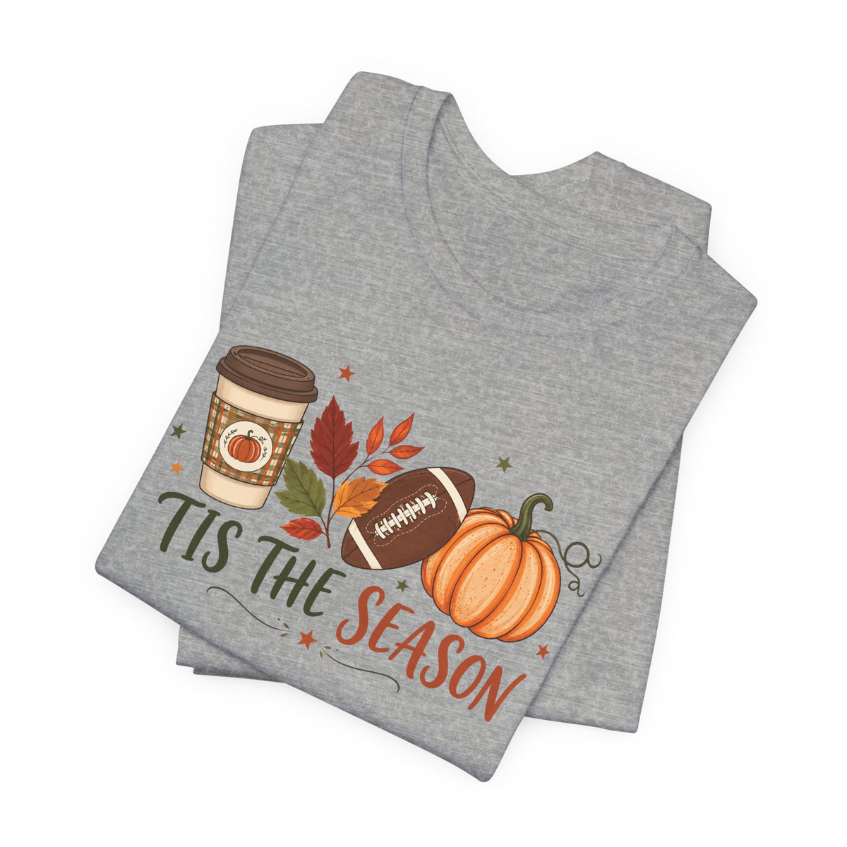 T-Shirt — 'Tis the Season' Fall Pumpkin, Coffee & Football Tee