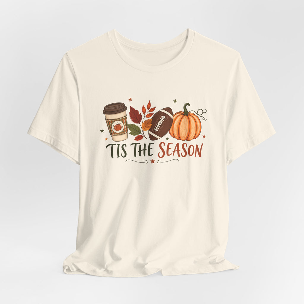T-Shirt — 'Tis the Season' Fall Pumpkin, Coffee & Football Tee