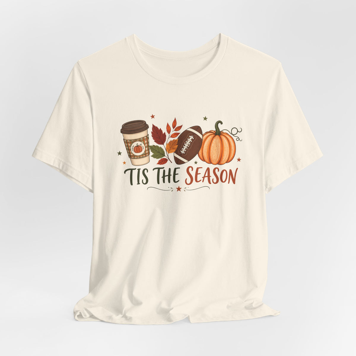T-Shirt — 'Tis the Season' Fall Pumpkin, Coffee & Football Tee