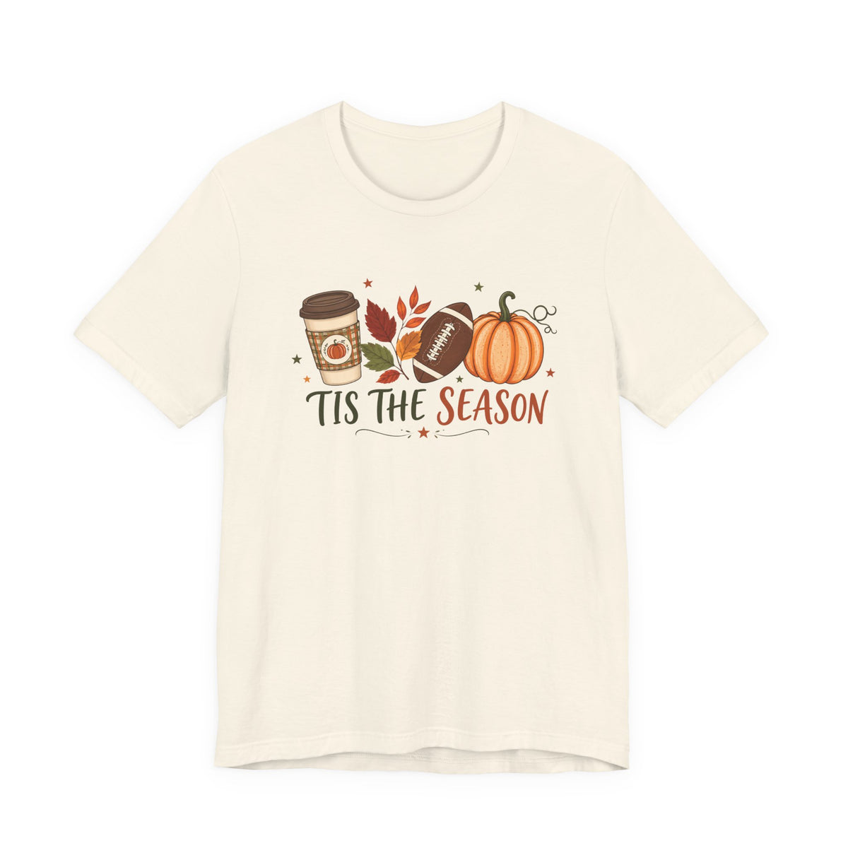 T-Shirt — 'Tis the Season' Fall Pumpkin, Coffee & Football Tee