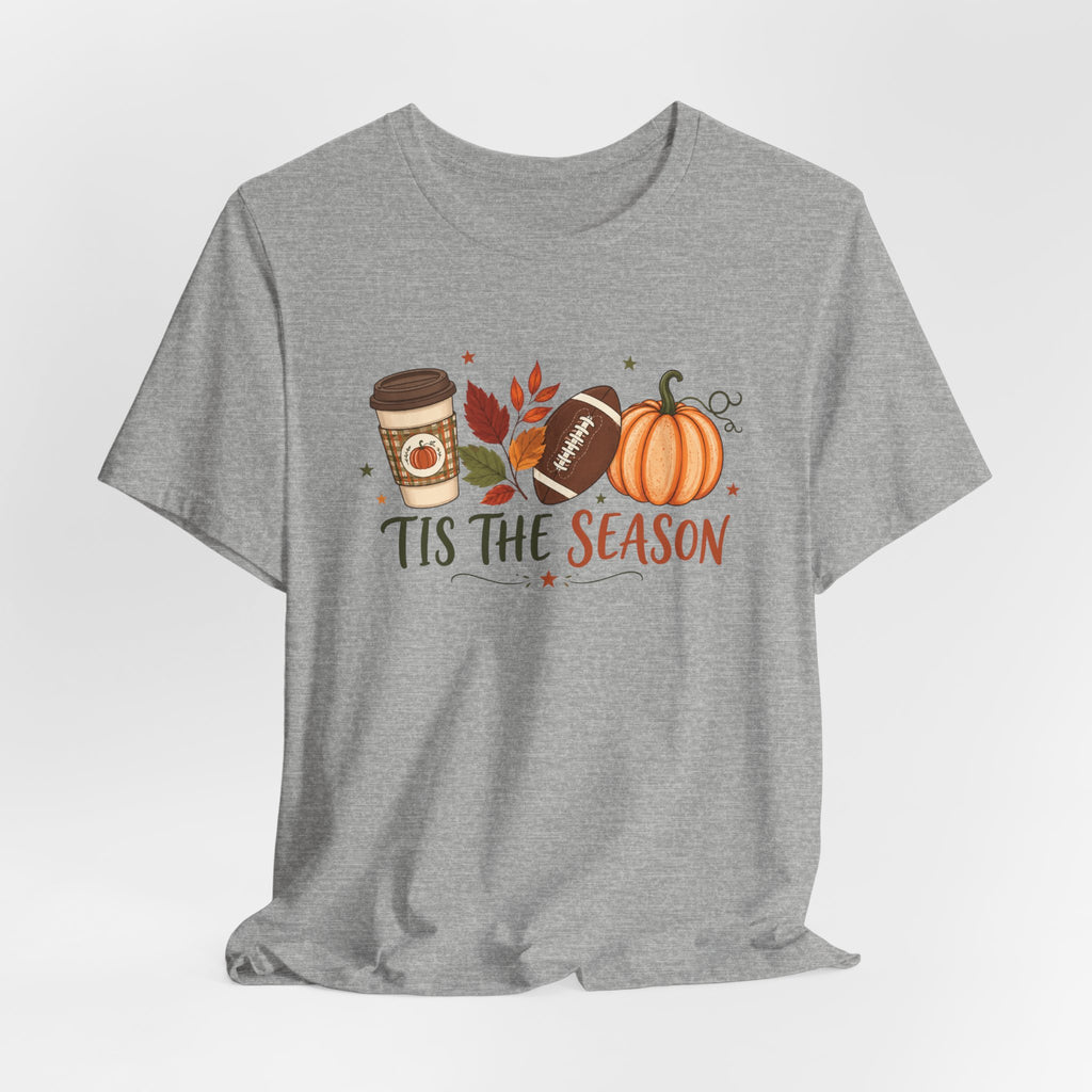 T-Shirt — 'Tis the Season' Fall Pumpkin, Coffee & Football Tee