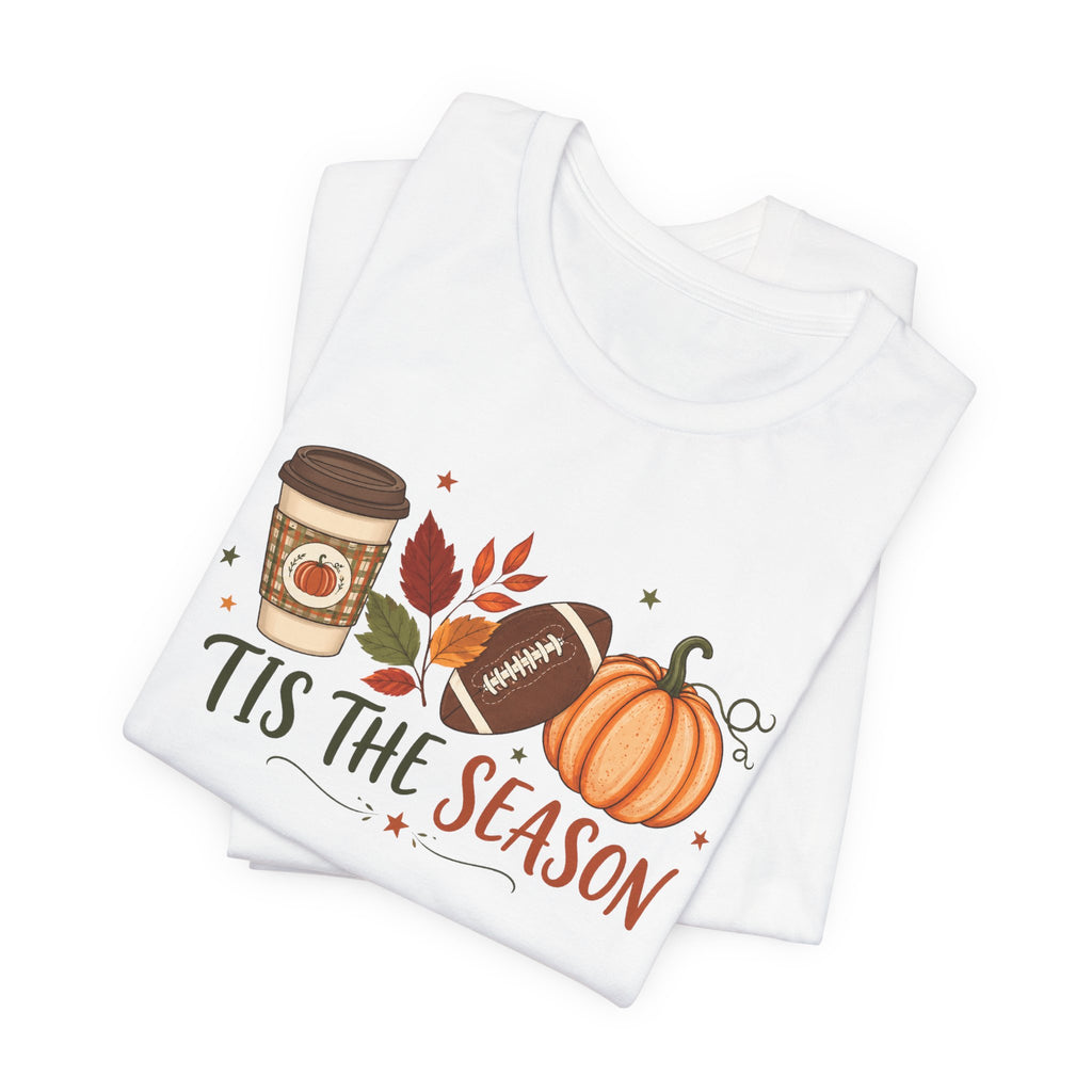 T-Shirt — 'Tis the Season' Fall Pumpkin, Coffee & Football Tee